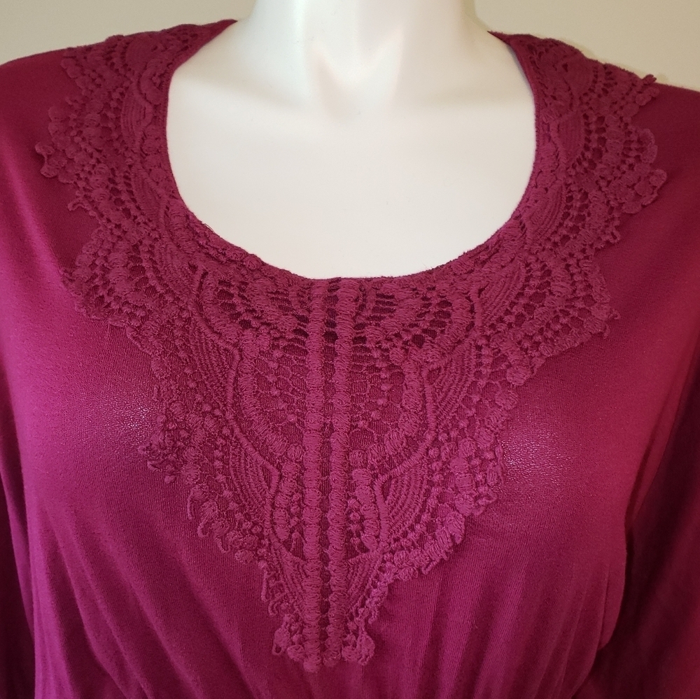 Lane Bryant Cinched Waist Kimono Tunic Crochet Top - Picture 4 of 4